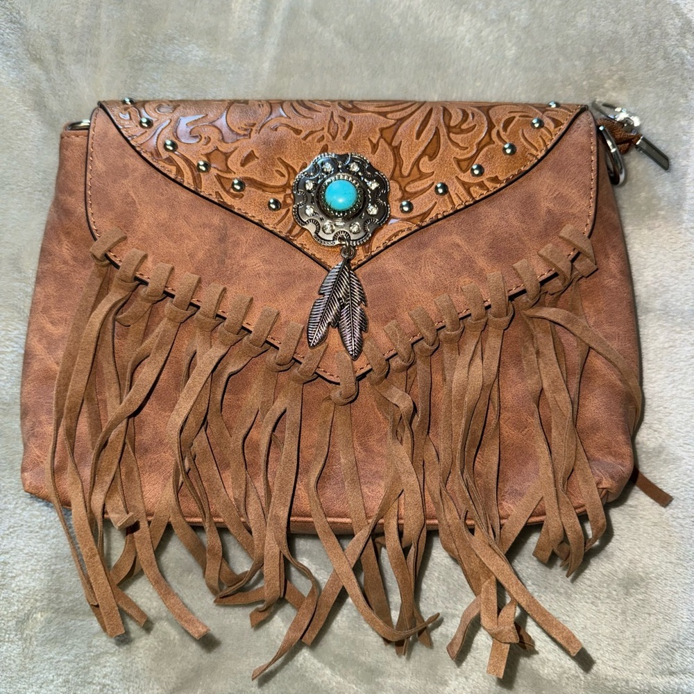 Brown Fringe Leather Women Bag